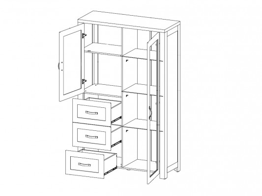 Vitrinenschrank aus Holz in Braun modern eleganter Stil