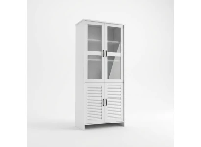 Vitrinenschrank Weiß MDF Glas modern elegant