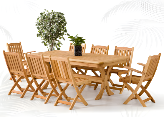 Elegantes 9-tlg Gartenmöbel Set aus Holz in Braun für Terrasse