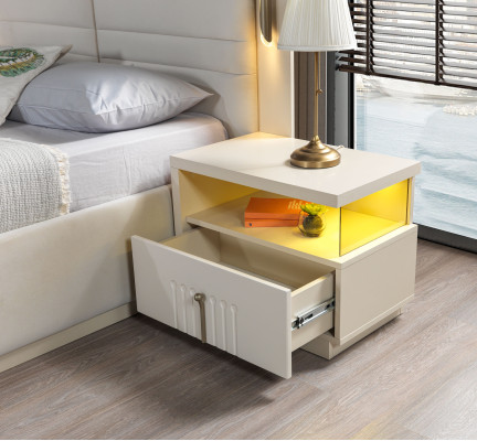 Designer Nachttisch mit Beleuchtung modern Schlafzimmer Möbel