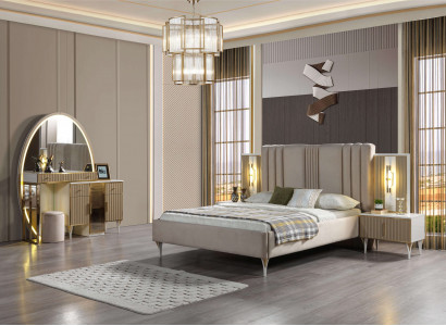 Bett mit Nachttischen Schlafzimmer Set 3-teilig modern