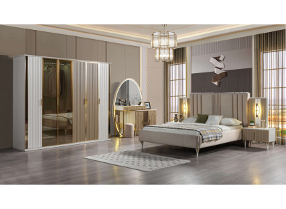 Bett mit Nachttischen Schlafzimmer Set 6-teilig modern