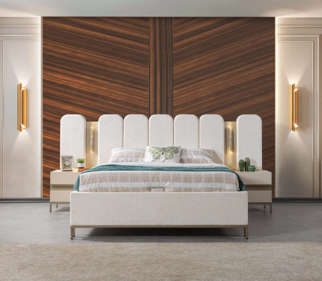 Polsterbett Schlafzimmer mit 2 Nachttischen modern bequem 3tlg Set