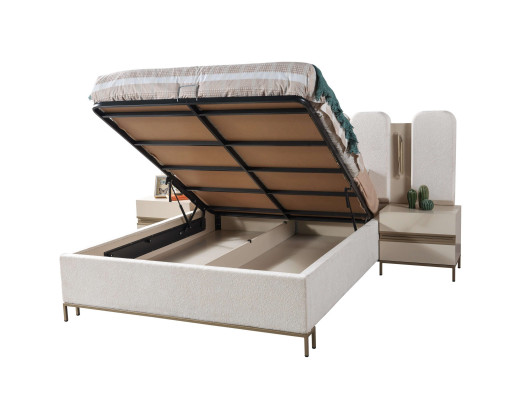 Polsterbett Schlafzimmer mit 2 Nachttischen modern bequem 3tlg Set