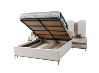 Polsterbett Schlafzimmer mit 2 Nachttischen modern bequem 3tlg Set