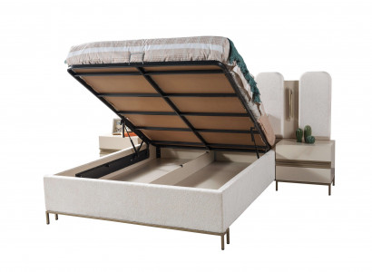 Polsterbett Schlafzimmer mit 2 Nachttischen modern bequem 3tlg Set