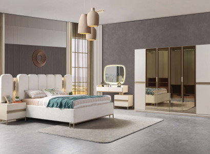 Komplettes Schlafzimmer Set 6tlg Bett Schrank Nachttische modern