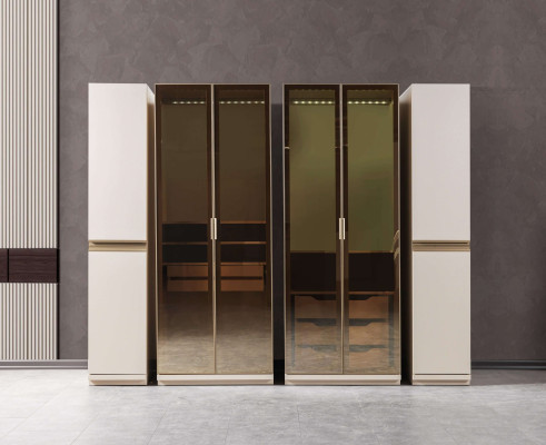 Eckkleiderschrank modern getöntes Glas Schlafzimmer groß Design