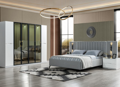 Komplett Schlafzimmer 4tlg Set Bett Schrank Nachttische Holz