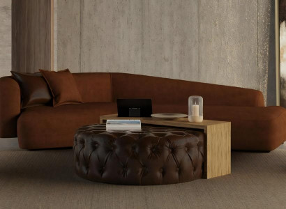 Wohnzimmerset Sofa Couchtisch und Hocker in modernem Design