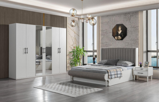 Komplettschlafzimmer 4-teilig Bett Schrank Nachttische modern