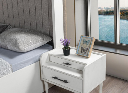 Nachttisch Holz Weiß Schlafzimmer modern kompakt Beistelltisch
