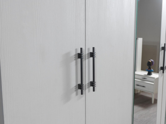 Kleiderschrank Schlafzimmer Weiß 254 cm modern Stauraum Möbel weiß