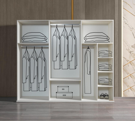 Kleiderschrank Schlafzimmer Weiß 254 cm modern Stauraum Möbel weiß