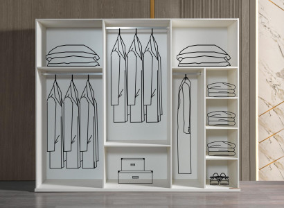 Kleiderschrank Schlafzimmer Weiß 254 cm modern Stauraum Möbel weiß