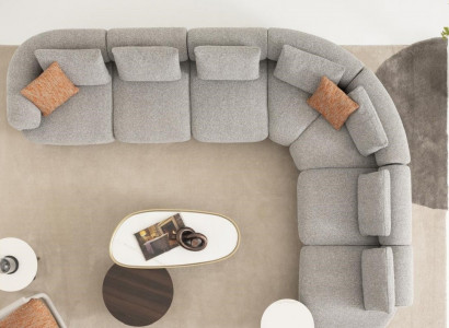 Moderner grauer Wohnzimmer Set aus Textil und Holz