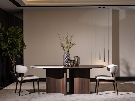 Elegantes Esszimmer Set aus Holz in Braun mit Stühlen