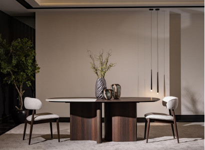 Elegantes Esszimmer Set aus Holz in Braun mit Stühlen