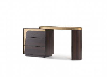 Eleganter brauner Schminktisch aus Holz mit Spiegel und modernem