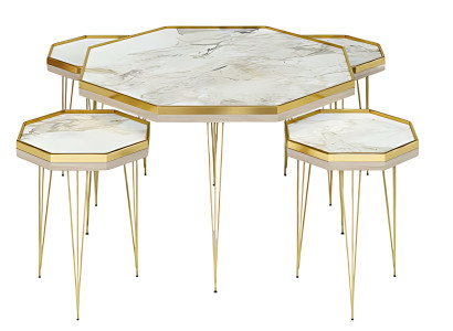 Couchtisch Set 5 tlg Design Holz Beistelltisch Wohnzimmer