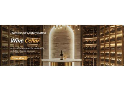 Eleganter Weinschrank aus Edelstahl in Gold mit Dual-Zonen-Kühlung