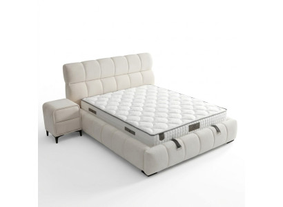 Elegantes Blaues Bett mit Matratze aus Textil und Holz