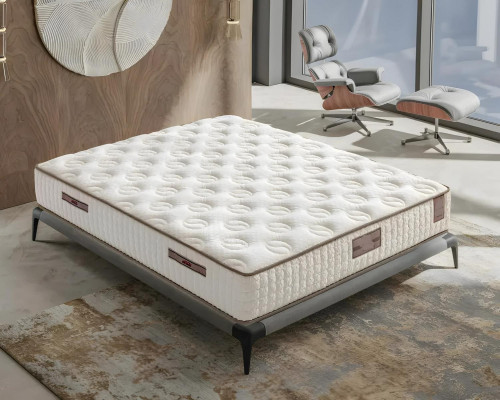 Elegantes weißes Bett mit Matratze in modernem Design