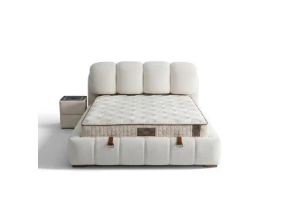 Elegantes weißes Bett mit Matratze in modernem Design