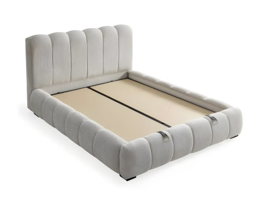 Weißes modernes Bett aus Textil mit hochwertiger Matratze