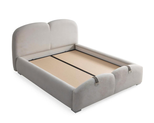 Weißes modernes Bett mit Matratze aus Textil und Holz