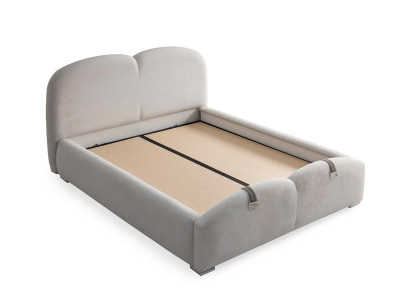 Weißes modernes Bett mit Matratze aus Textil und Holz