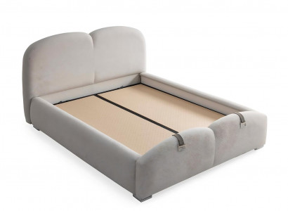 Weißes modernes Bett mit Matratze aus Textil und Holz