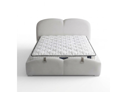 Weißes modernes Bett mit Matratze aus Textil und Holz