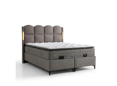Graues Bett mit Matratze aus Textil und Holz, modernes Design