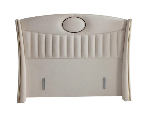 Elegantes Bett mit Matratze in Beige aus Textil und Holz