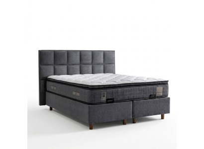 Grau modernes Bett mit Matratze aus Textil und Holz