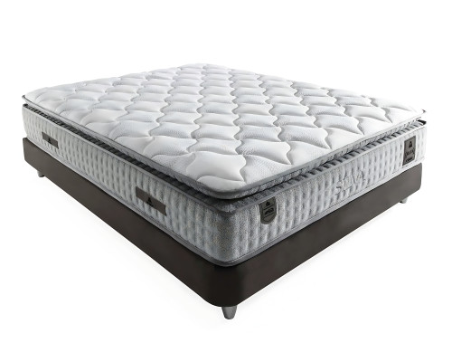 Weißes modernes Bett mit Matratze aus Textil und Holz