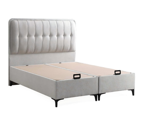 Weißes modernes Bett mit Matratze aus Textil und Holz