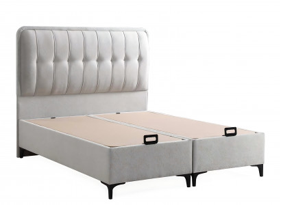 Weißes modernes Bett mit Matratze aus Textil und Holz