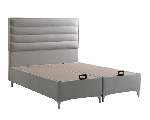 Modern graues Textilbett mit Matratze in elegantem Design