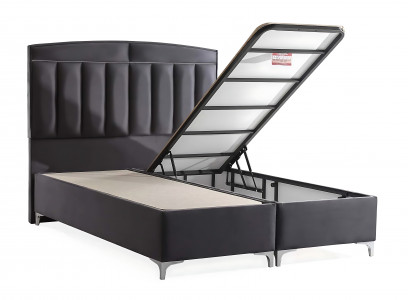 Modernes graues Bett mit Matratze aus Textil und Holz