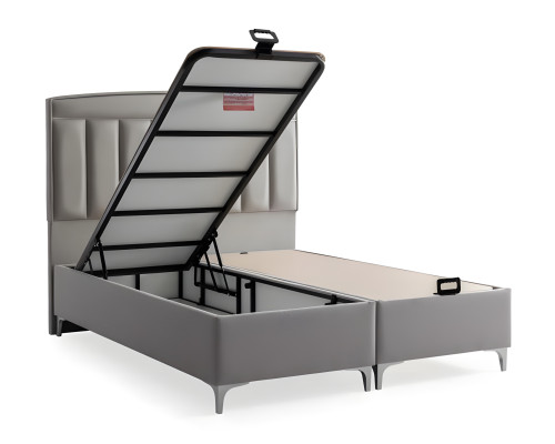 Modernes graues Bett mit Matratze aus Textil und Holz