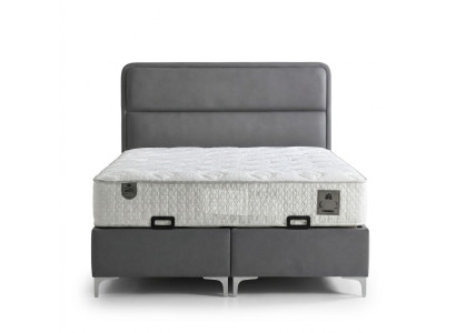 Modernes graues Bett mit Matratze aus Textil und Holz