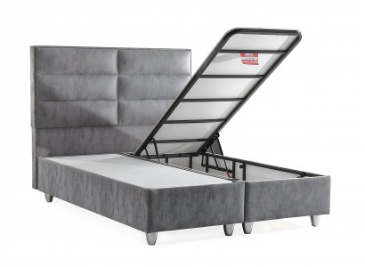 Grau Polsterbett mit Matratze Modernes Textilbett