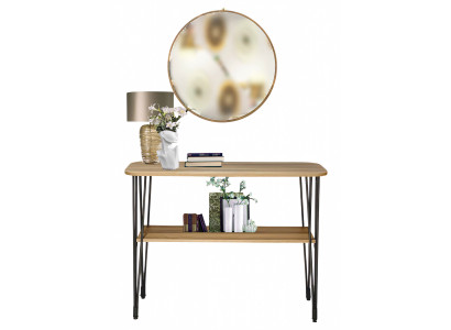 Konsolentisch mit Spiegel aus Holz in Braun, eleganter Design