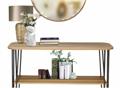 Konsolentisch mit Spiegel aus Holz in Braun, eleganter Design