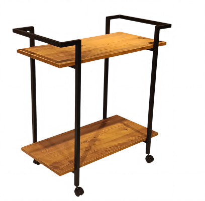 Eleganter Servierwagen aus Holz in Braun mit Edelstahlakzenten