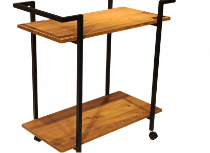 Eleganter Servierwagen aus Holz in Braun mit Edelstahlakzenten