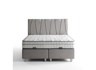 Elegantes graues Bett mit Matratze im modernen Stil