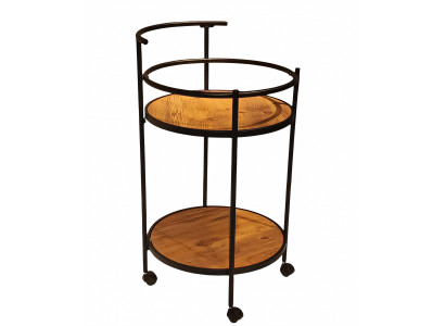 Eleganter Servierwagen aus Holz und Edelstahl in Braun